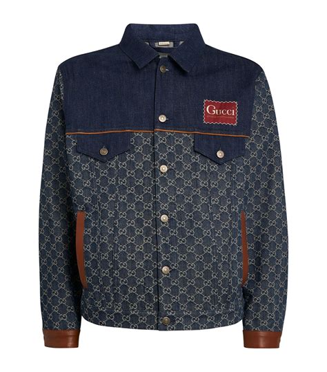 jean jacket with gucci signs|Denim jacket with GG embossed detail .